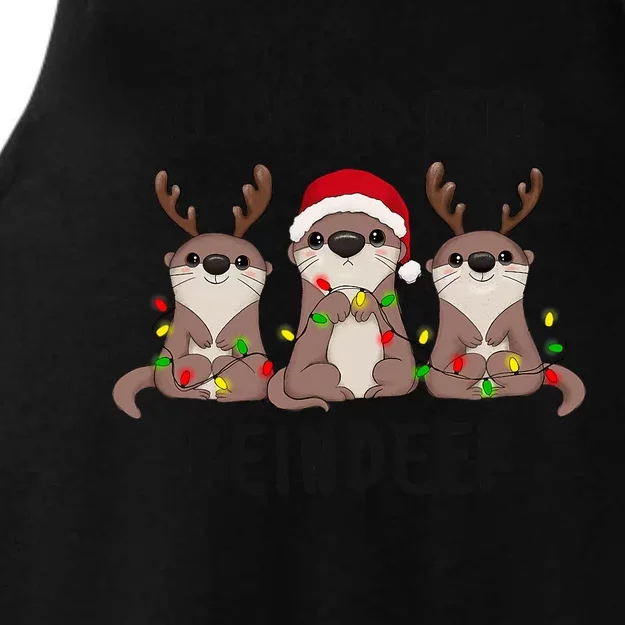 Funny Christmas Otters Cute All Of The Otter Reindeer Ladies Tri-Blend Wicking Tank