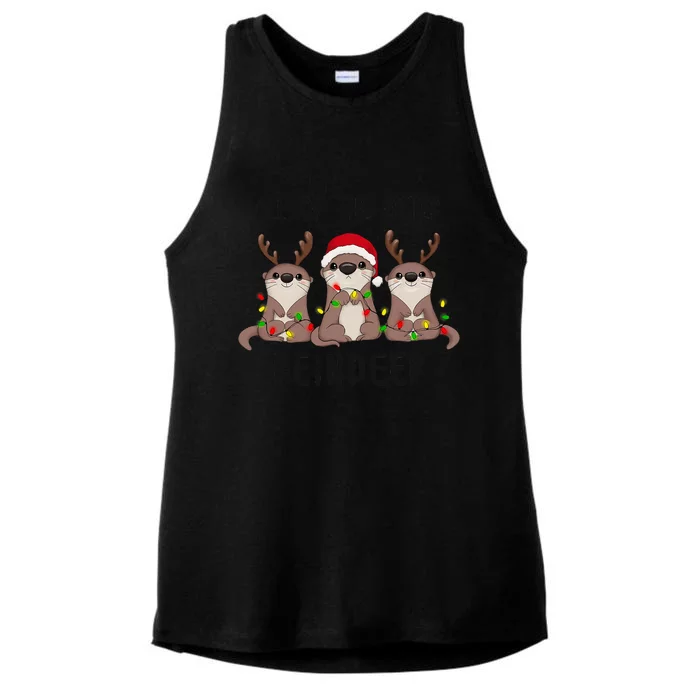 Funny Christmas Otters Cute All Of The Otter Reindeer Ladies Tri-Blend Wicking Tank