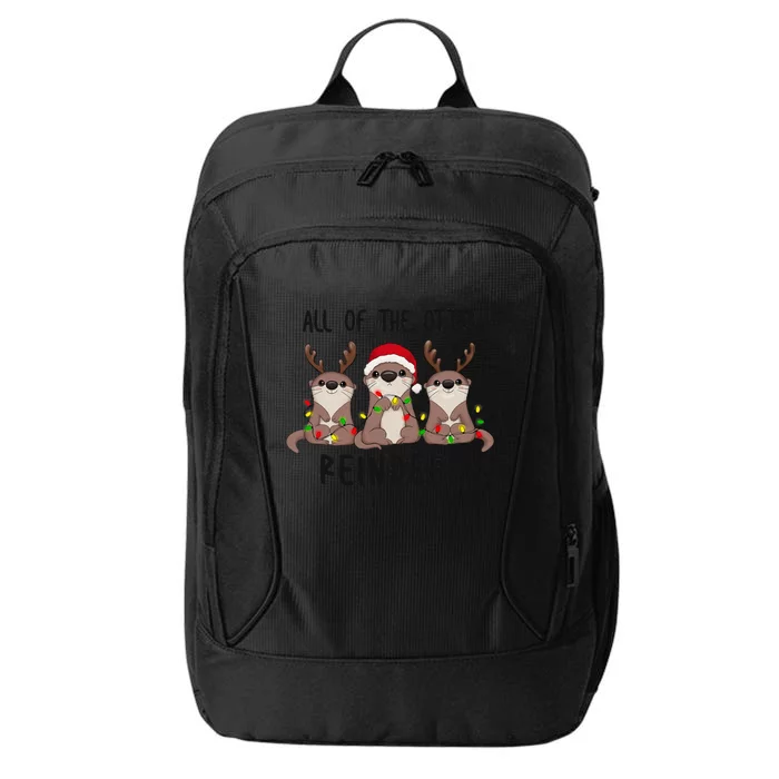 Funny Christmas Otters Cute All Of The Otter Reindeer City Backpack