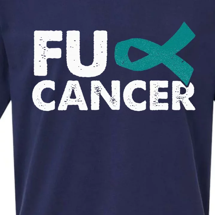 Fuck Cancer Ovarian Cancer Awareness Month Warrior Sueded Cloud Jersey T-Shirt