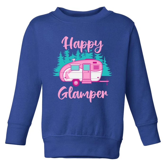 Funny Camping Outdoor Rv Camper Happy Glamper Great Gift Toddler Sweatshirt