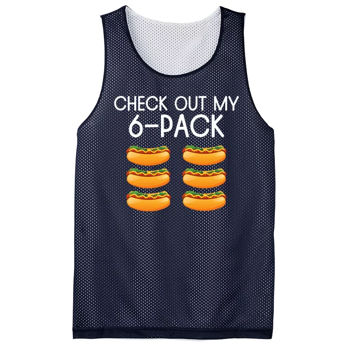 Funny Check Out My 6 Pack Hotdog Funny Hot Dog Lovers Gym Lovers Mesh Reversible Basketball Jersey Tank