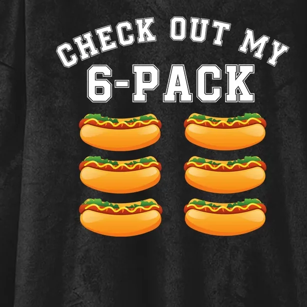 Funny Check Out My 6 Pack Hotdog Gym Lovers Funny Hot Dog Lovers Hooded Wearable Blanket