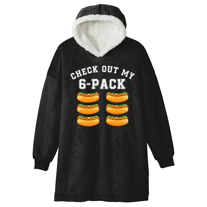 Funny Check Out My 6 Pack Hotdog Gym Lovers Funny Hot Dog Lovers Hooded Wearable Blanket