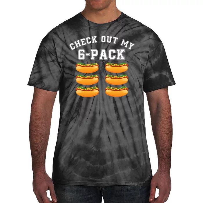 Funny Check Out My 6 Pack Hotdog Gym Lovers Funny Hot Dog Lovers Tie-Dye T-Shirt