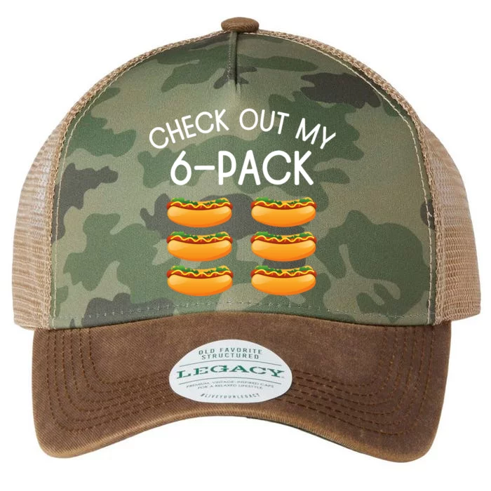 Funny Check Out My 6 Pack Hotdog Gym Lovers Funny Hotdog Lovers Legacy Tie Dye Trucker Hat