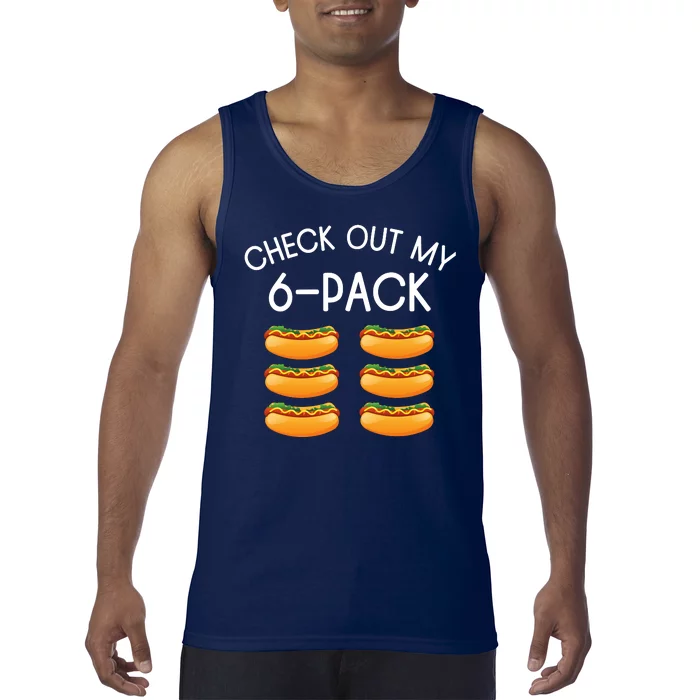 Funny Check Out My 6 Pack Hotdog Gym Lovers Funny Hotdog Lovers Tank Top