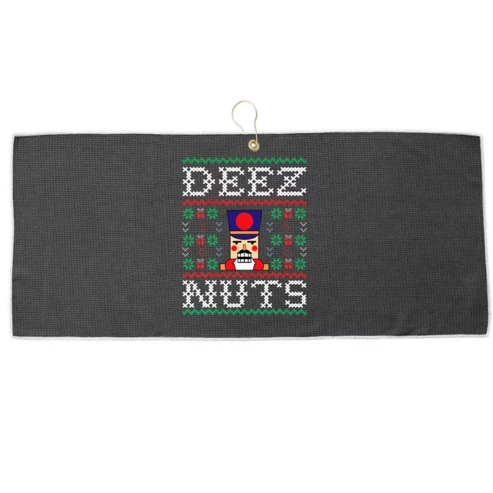 Funny Christmas Pajama Family Xmas Deez Nuts Nutcracker Nut Large Microfiber Waffle Golf Towel