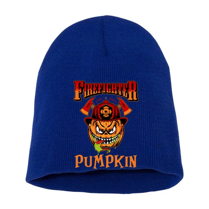 Firefighter Costume Pumpkin Halloween Firefighter Gift Short Acrylic Beanie