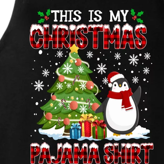 Funny Christmas Pajama: Penguin Christmas Tree Winter Design Gift Ladies Tri-Blend Wicking Tank