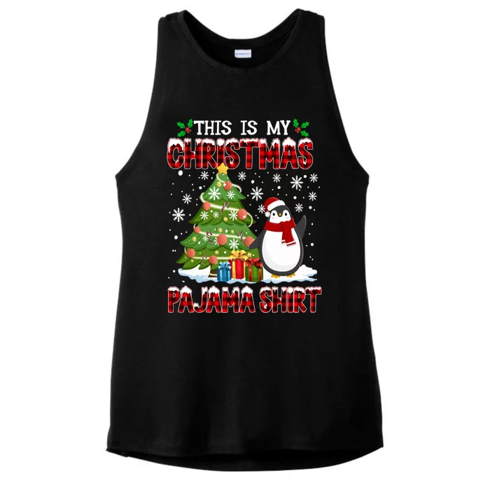 Funny Christmas Pajama: Penguin Christmas Tree Winter Design Gift Ladies Tri-Blend Wicking Tank