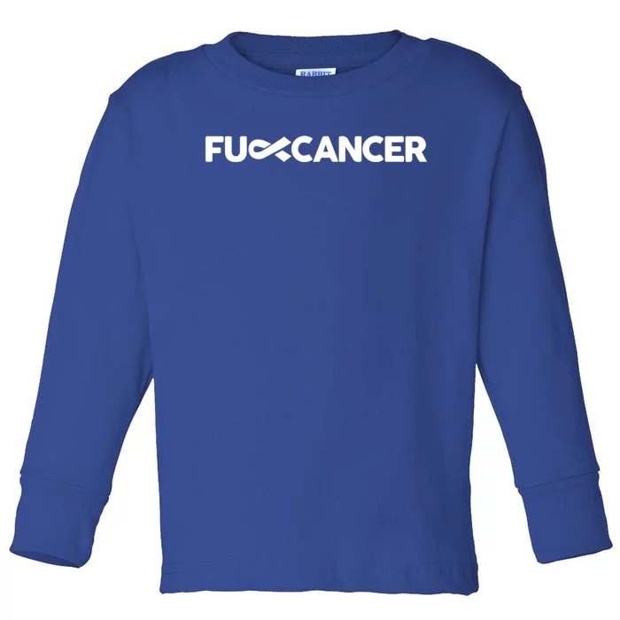 Fuck Cancer Pink F U Fu Inner Ribbon Cancer Awareness Symbol Gift Toddler Long Sleeve Shirt