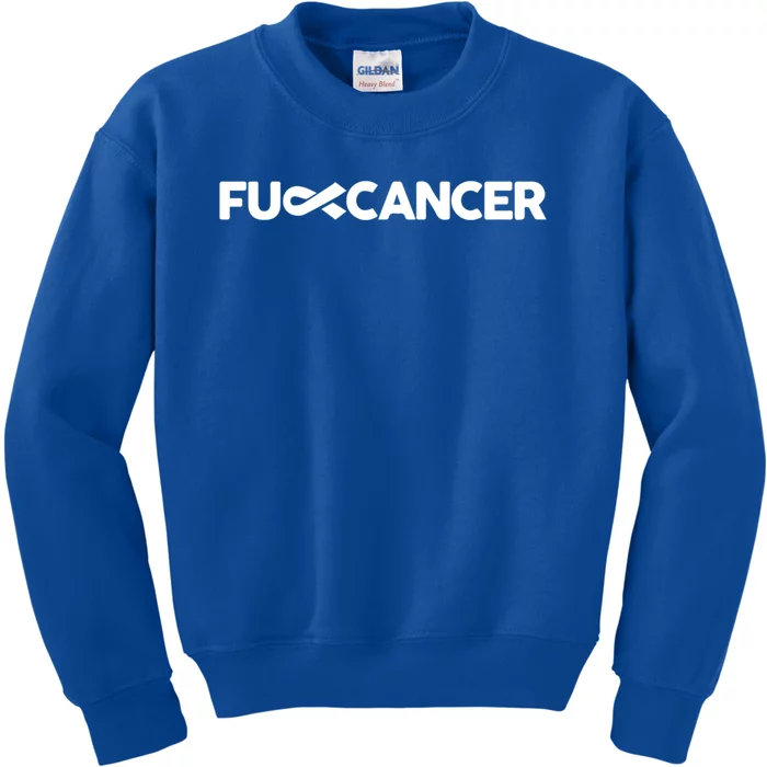 Fuck Cancer Pink F U Fu Inner Ribbon Cancer Awareness Symbol Gift Kids Sweatshirt