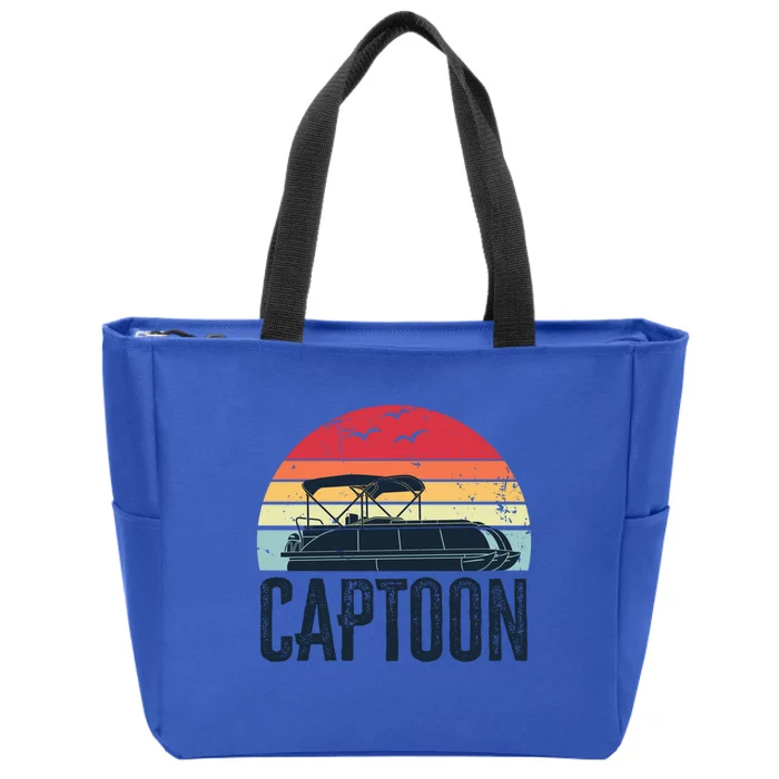 Funny Captoon Pontoon Captain Boating Boat Dad Fathers Day Gift Zip Tote Bag