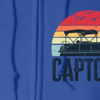 Funny Captoon Pontoon Captain Boating Boat Dad Fathers Day Gift Full Zip Hoodie