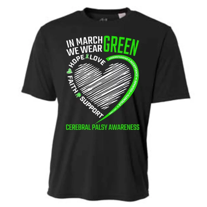 funny Cerebral Palsy awareness green ribbon Cooling Performance Crew T-Shirt