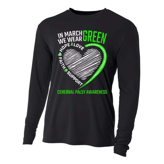 funny Cerebral Palsy awareness green ribbon Cooling Performance Long Sleeve Crew