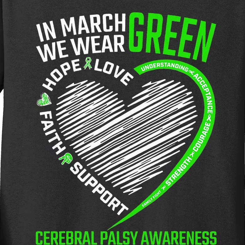 funny Cerebral Palsy awareness green ribbon Kids Long Sleeve Shirt