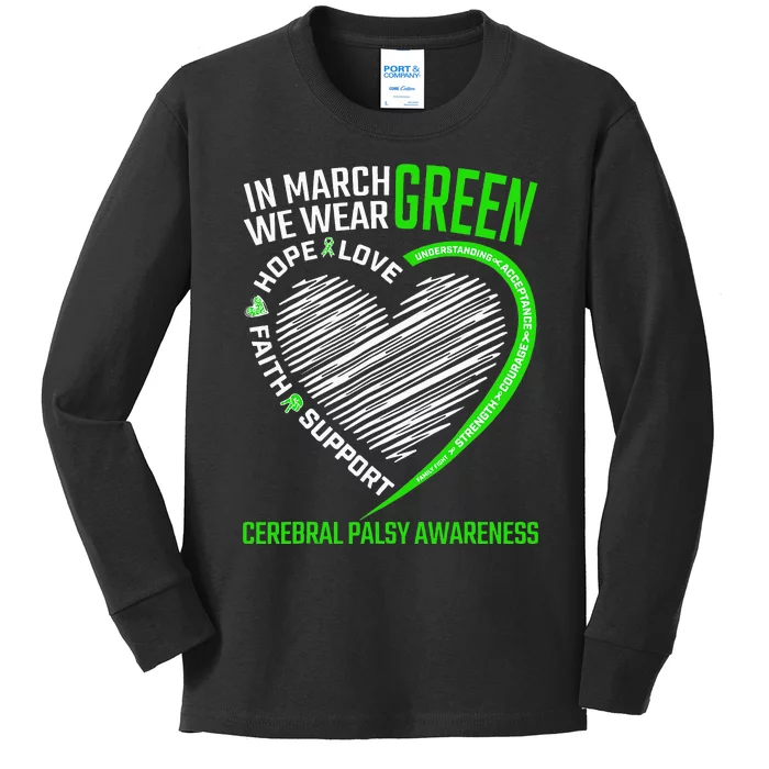 funny Cerebral Palsy awareness green ribbon Kids Long Sleeve Shirt