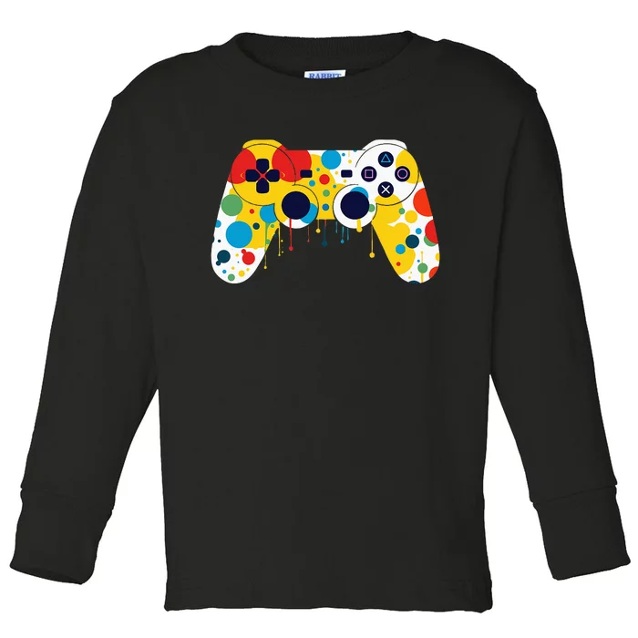 Funny Colourful Polka Dot International Dot Day Video Game Toddler Long Sleeve Shirt