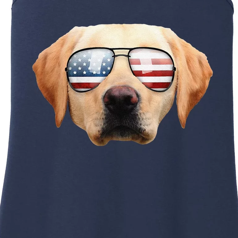 Funny Cute Patriotic Yellow Lab Sunglasses Dog Ladies Essential Tank