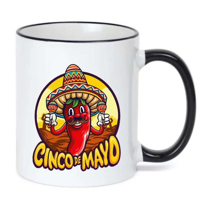 Funny chili playing maracas Mexican Fiesta 5 De Mayo Black Color Changing Mug