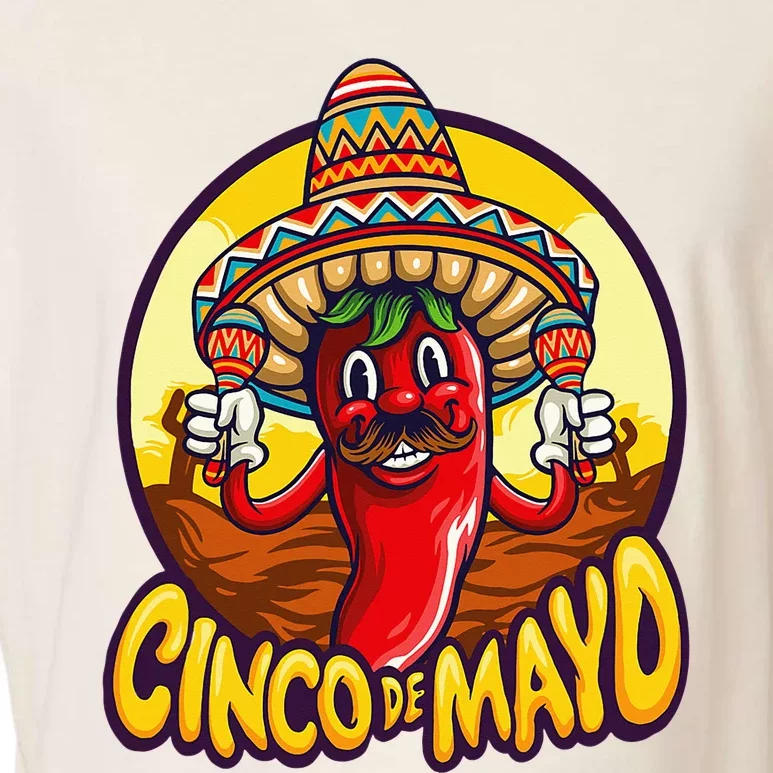 Funny chili playing maracas Mexican Fiesta 5 De Mayo Garment-Dyed Women's Muscle Tee