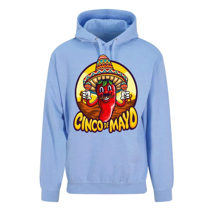 Funny chili playing maracas Mexican Fiesta 5 De Mayo Unisex Surf Hoodie