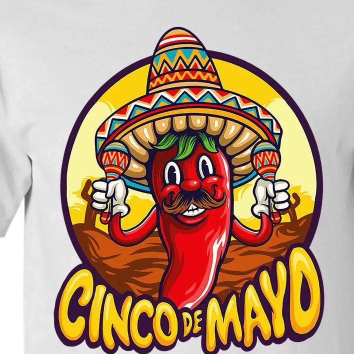 Funny chili playing maracas Mexican Fiesta 5 De Mayo Tall T-Shirt