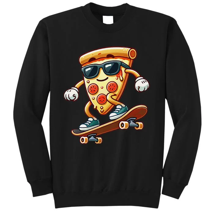 Funny Cheesy Pizza Sunglass Slice Skateboard Tall Sweatshirt