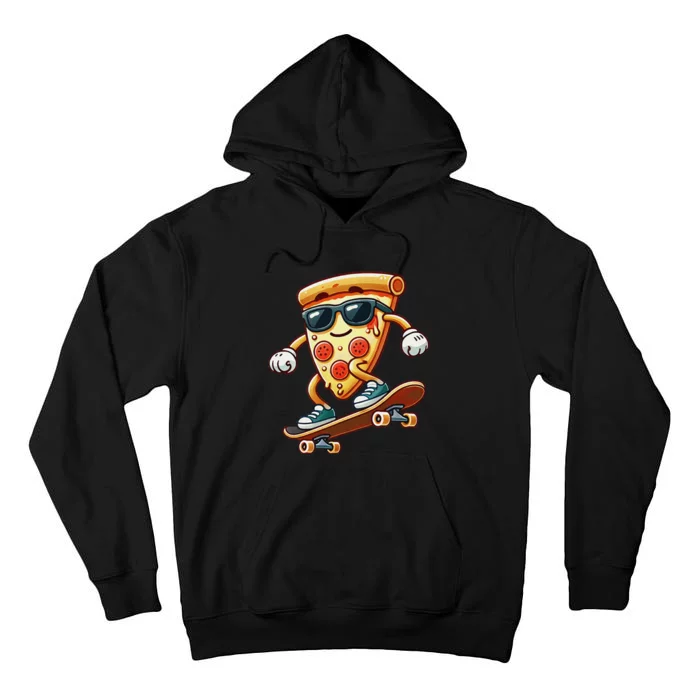 Funny Cheesy Pizza Sunglass Slice Skateboard Tall Hoodie