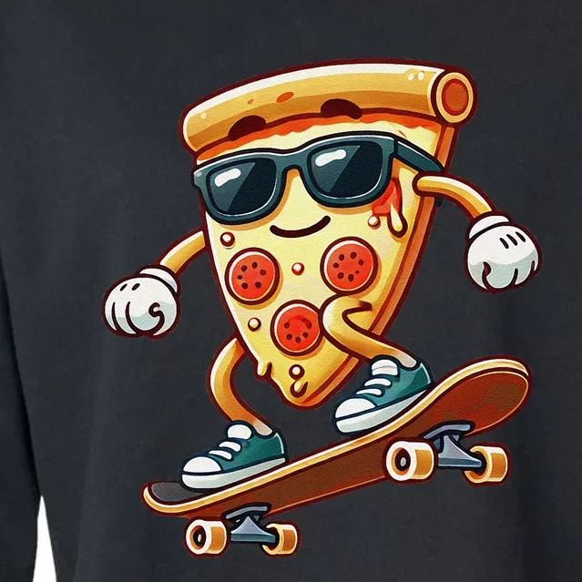 Funny Cheesy Pizza Sunglass Slice Skateboard Cropped Pullover Crew