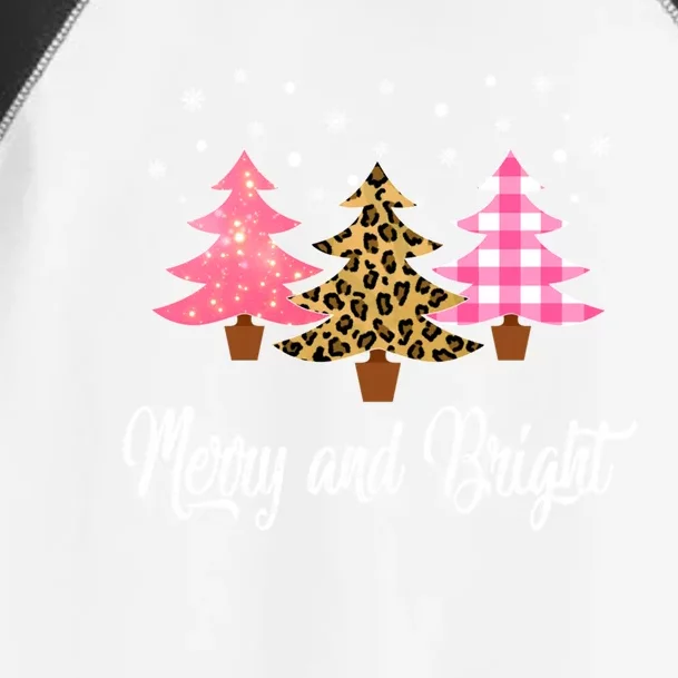 Funny Christmas Pajamas Leopard Pink Gift Merry And Bright Gift Toddler Fine Jersey T-Shirt