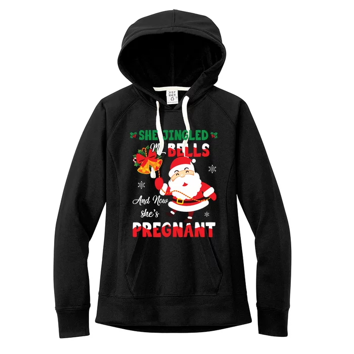 Funny Christmas Pregnancy Announcement New Dad Mom Women's Fleece Hoodie