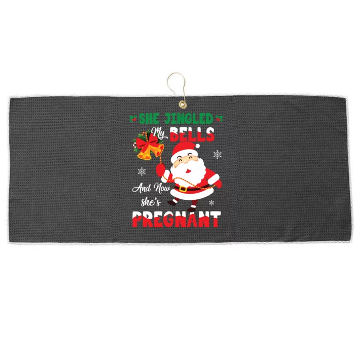 Funny Christmas Pregnancy Announcement New Dad Mom Large Microfiber Waffle Golf Towel