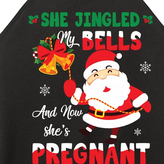 Funny Christmas Pregnancy Announcement New Dad Mom Women’s Perfect Tri Rocker Tank