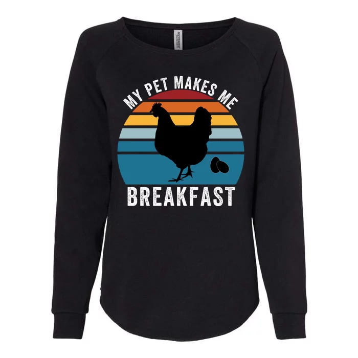 Funny Chicken Pet, My Pet Makes Me Breakfast, Funny Chicken Womens California Wash Sweatshirt