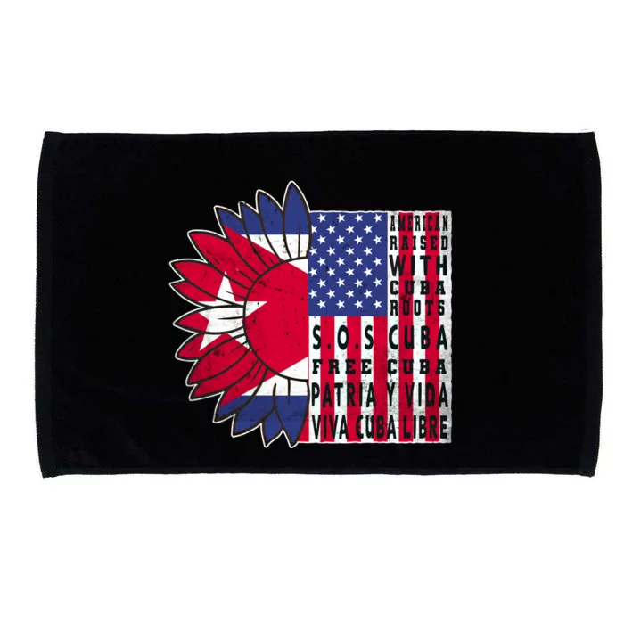 Free Cuba Patria Gift America Cuba Flag Sunflower Gift Sos Cuba Meaningful Gift Microfiber Hand Towel