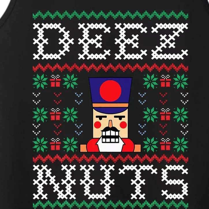 Funny Christmas Pajama Family Xmas Deez Nuts Nutcracker Nut Performance Tank