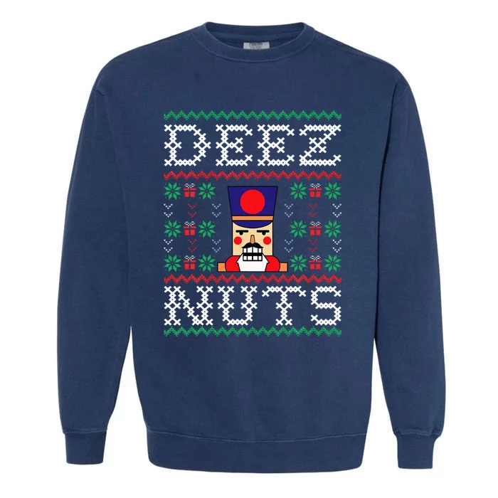 Funny Christmas Pajama Family Xmas Deez Nuts Nutcracker Nut Garment-Dyed Sweatshirt