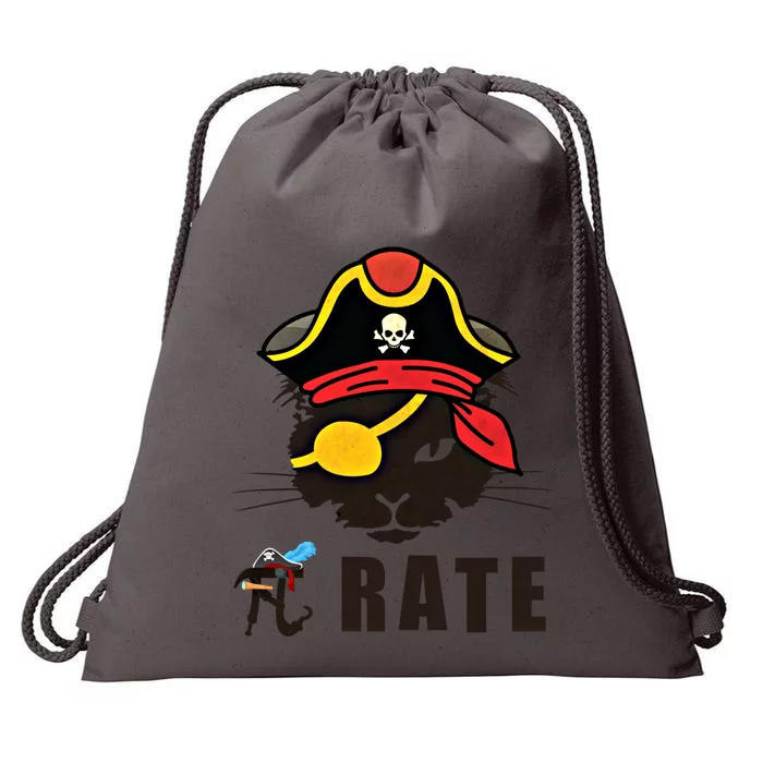 Funny Cat Pi Day Pirate Happy Pi Day Gift Drawstring Bag