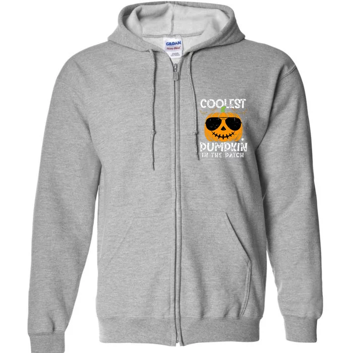 Funny Coolest Pumpkin In The Patch Glasses Halloween Gift Full Zip Hoodie