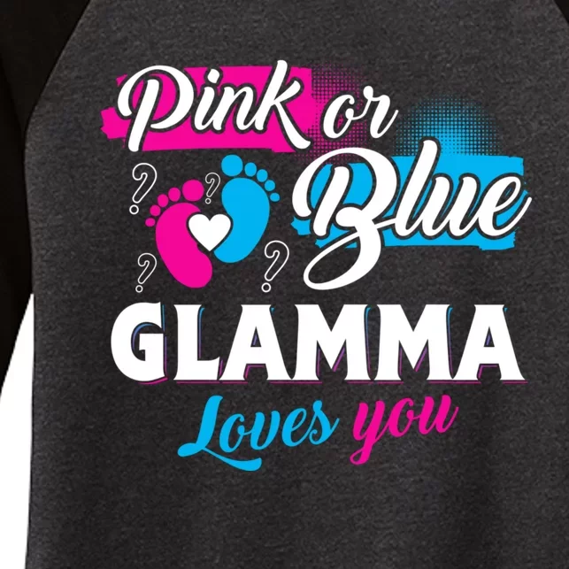 Funny Cute Pink Or Blue Glamma Loves You Gender Reveal Women's Tri-Blend 3/4-Sleeve Raglan Shirt