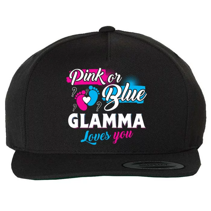 Funny Cute Pink Or Blue Glamma Loves You Gender Reveal Wool Snapback Cap