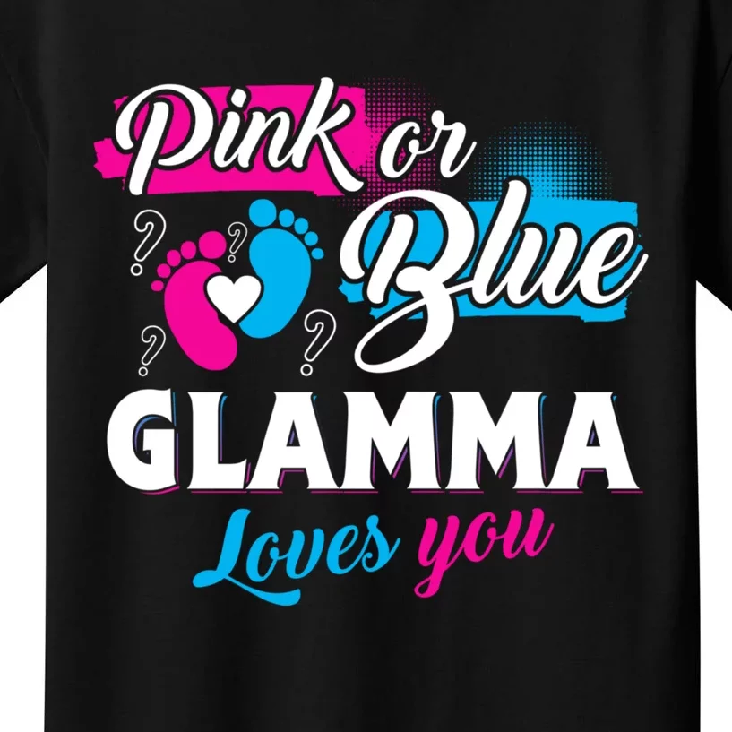 Funny Cute Pink Or Blue Glamma Loves You Gender Reveal Kids T-Shirt