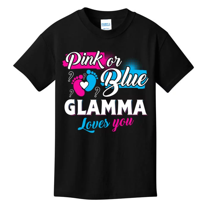 Funny Cute Pink Or Blue Glamma Loves You Gender Reveal Kids T-Shirt