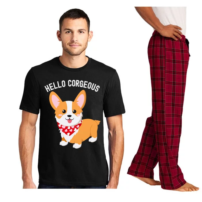 Funny Corgi Pun Hello Corgeous Valentines Day Gift Pajama Set