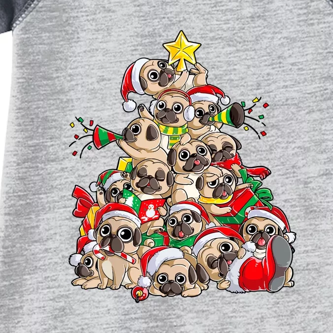 Funny Chritsmas Pug Christmas Tree Dog Santa Xmas Merry Dogmas Gift Infant Baby Jersey Bodysuit