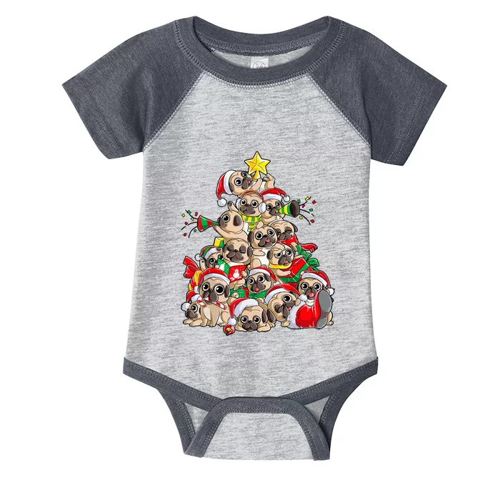 Funny Chritsmas Pug Christmas Tree Dog Santa Xmas Merry Dogmas Gift Infant Baby Jersey Bodysuit