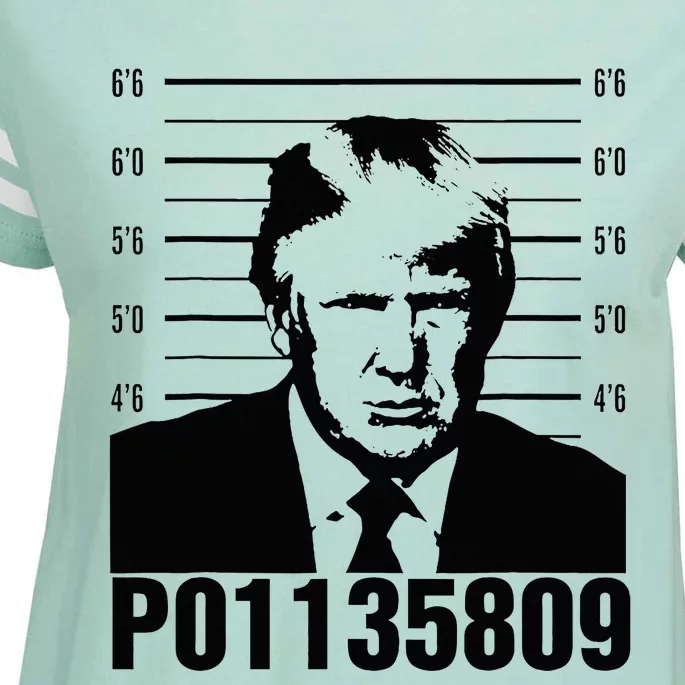 Funny Code P01135809 Trump Mug Shot Enza Ladies Jersey Football T-Shirt